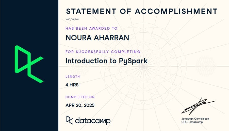 Introduction to PySpark Certificate