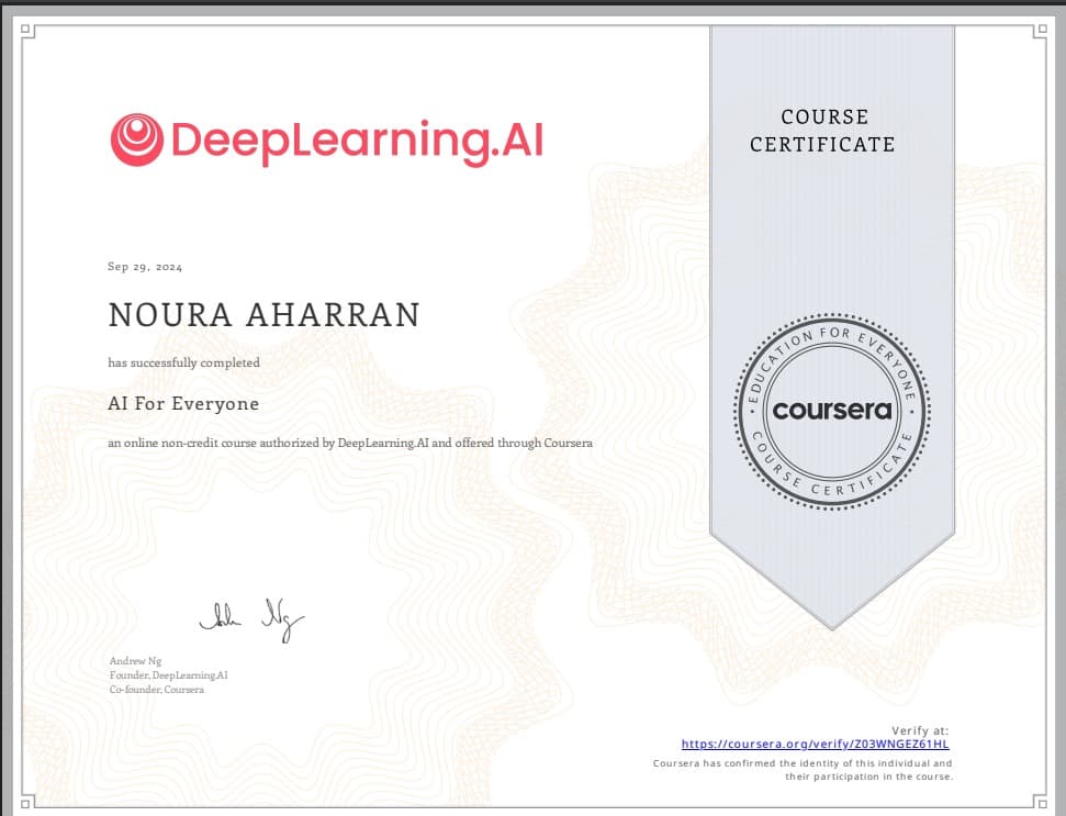 AI For Everyone Certificate